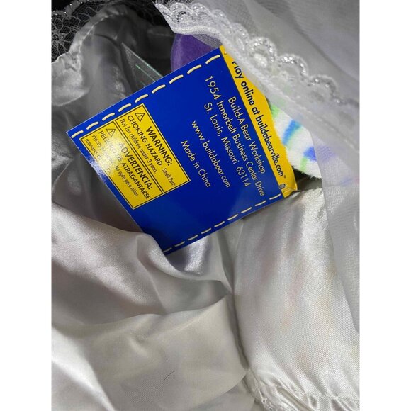 Build A Bear Rainbow Zebra Plush Bride Wedding Dress, Veil, Garter Belt BAB - Picture 6 of 15